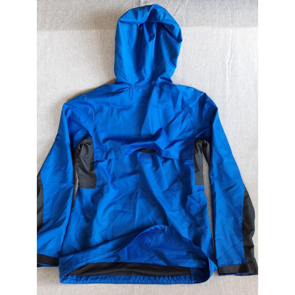 Nike Men Small Two-tone Performance Logo Drawstring Hoodie Blue/Black Winbreaker - Picture 7 of 8